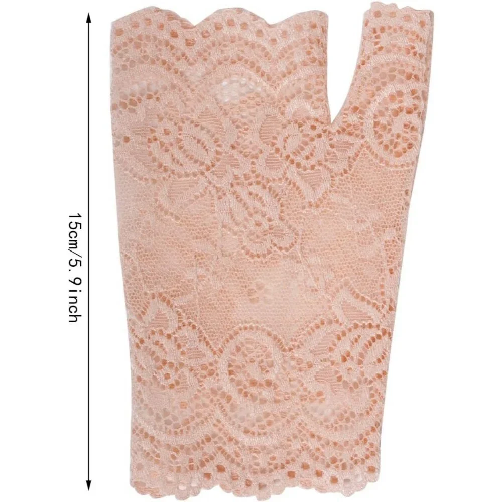 Women's 2 Pair Apricot Lace Fingerless Gloves Party Costume Accessories